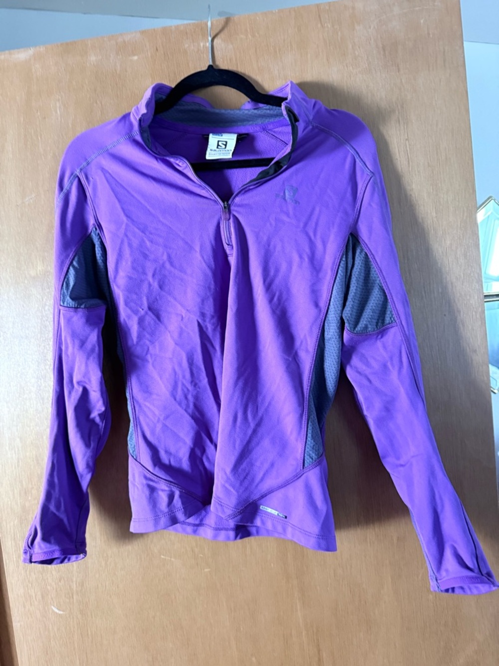 Salomon Women's Purple and Gray Half-Zip Performance Hoodie